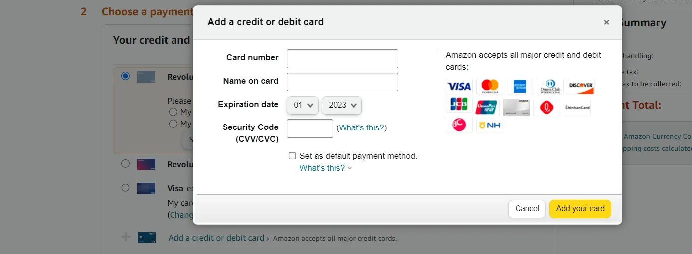 amazon payment page