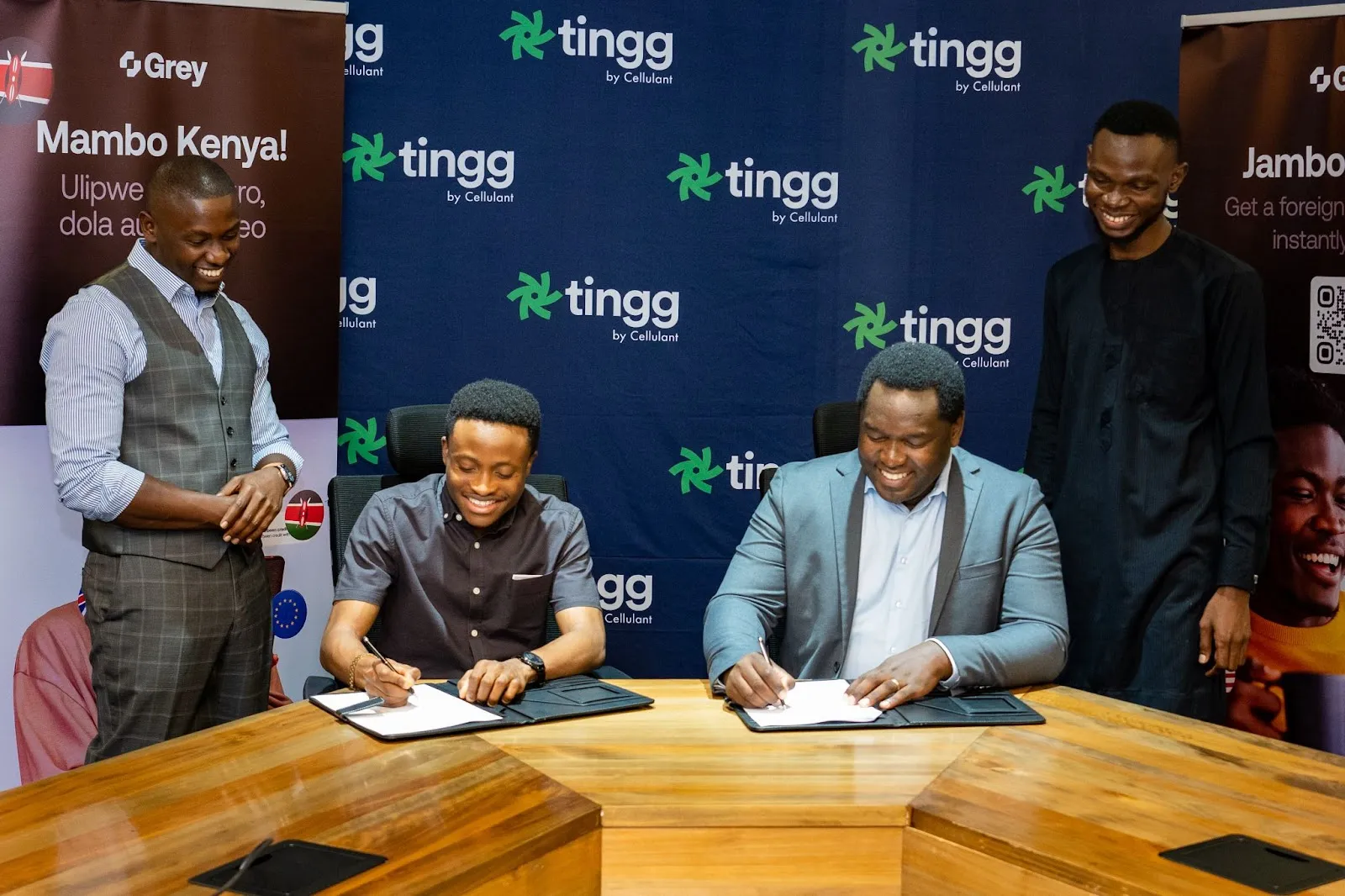 Grey founders, Idorenyin  and Femi with partners at Cellulant.