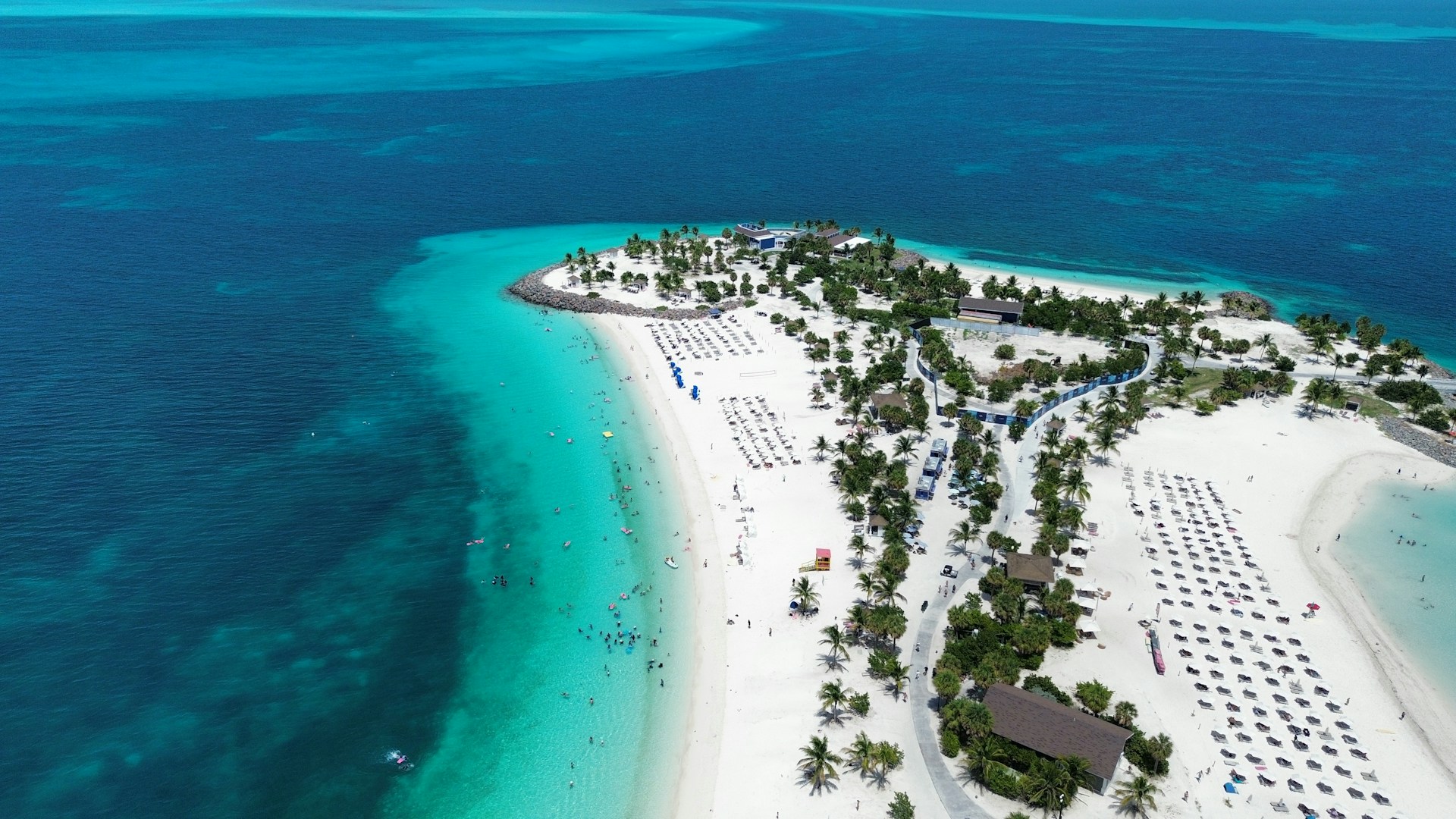 Sky view of the ocean in the Bahamas