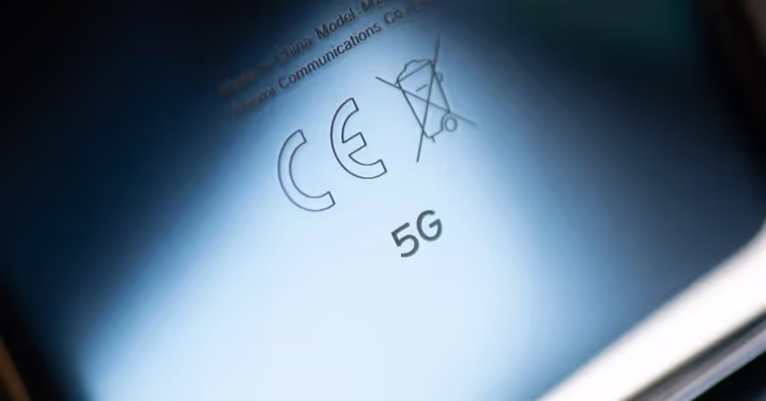 a close up of the back of a phone saying 5G