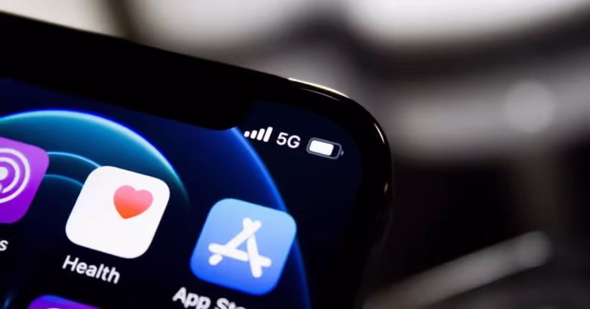 a close up of a phone's 5g icon