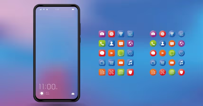 a cell phone with apps icons