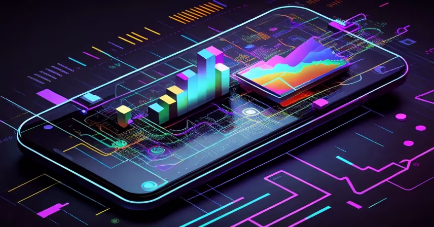 a phone with a bar graph on it