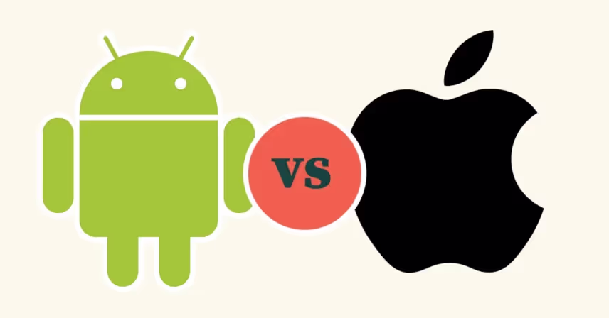 the android logo next to the apple logo
