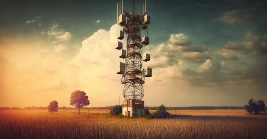 a cell tower in a field