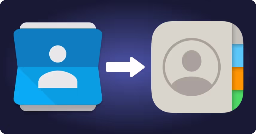 graphic showing a transfer from android contacts to apple contacts