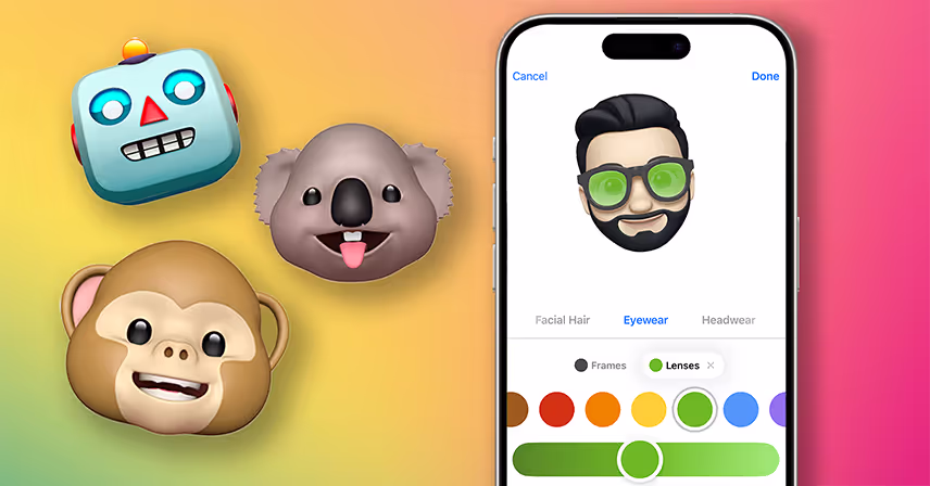  An iPhone featuring playful cartoon faces, showcasing a whimsical and fun Memoji design.