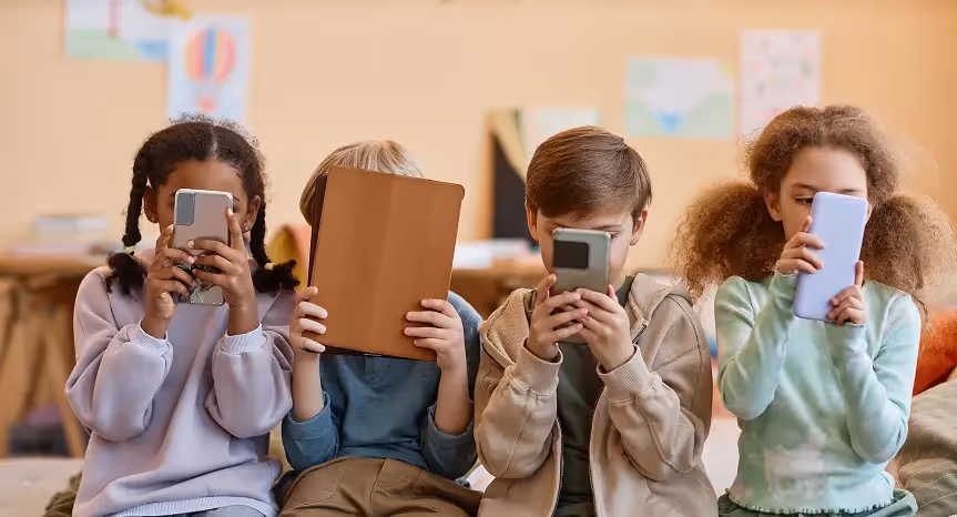 Children with phones