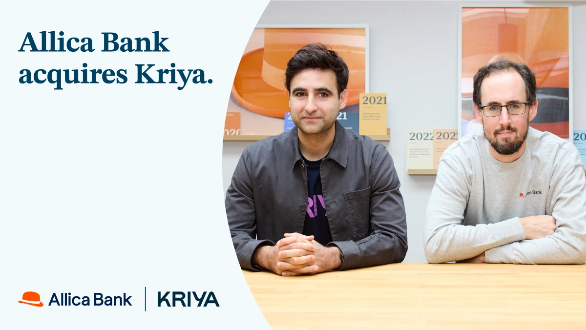 Kriya acquired by Allica Bank: digital credit with banking strength