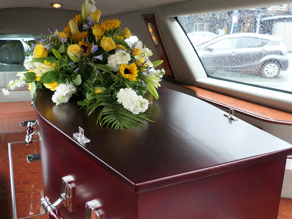 A quality coffin, included in the price