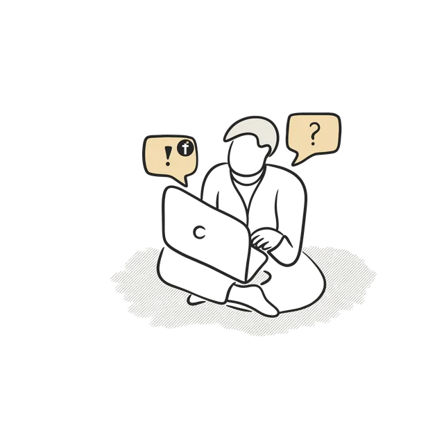 A line drawing of someone at a laptop, looking up what a repatriation costs