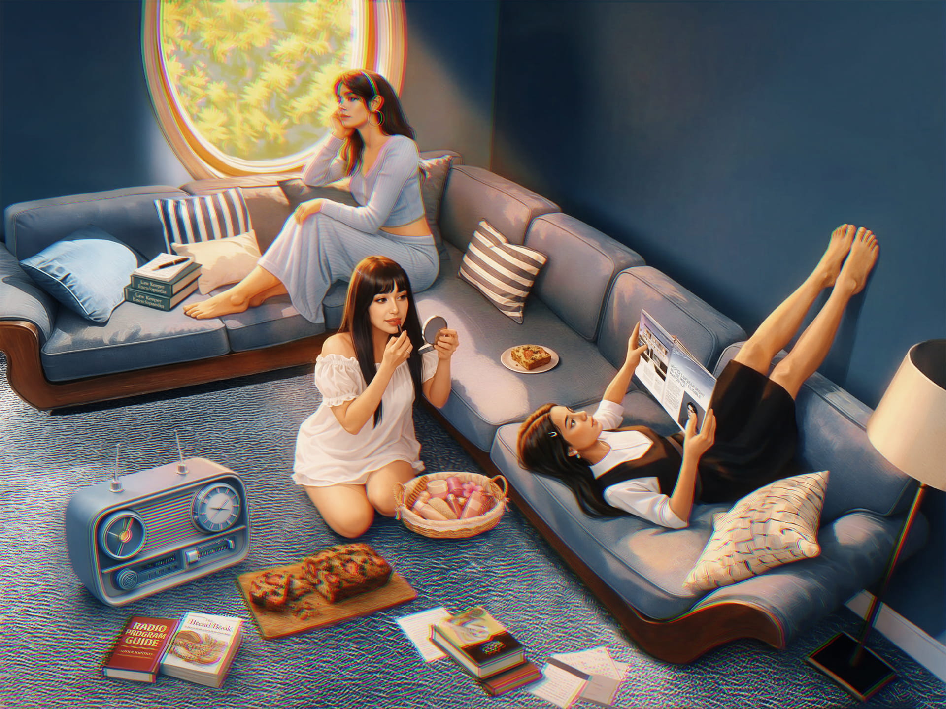 THE TRIST SISTERS ENJOY THEIR RADIO