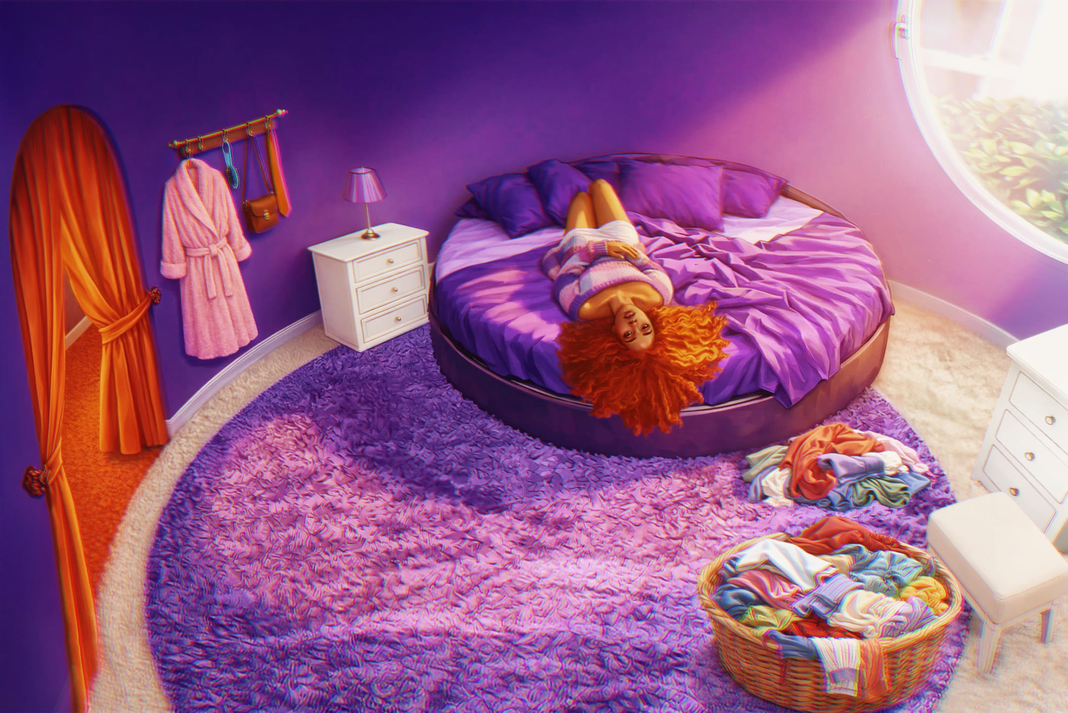 NYKIA CONTEMPLATES IN HER BEDROOM