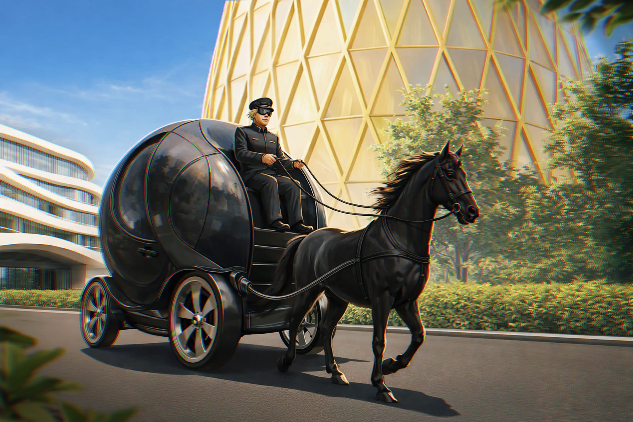 A CARRIAGE IN CITY KORAI SPEEDS BY THE OVUM