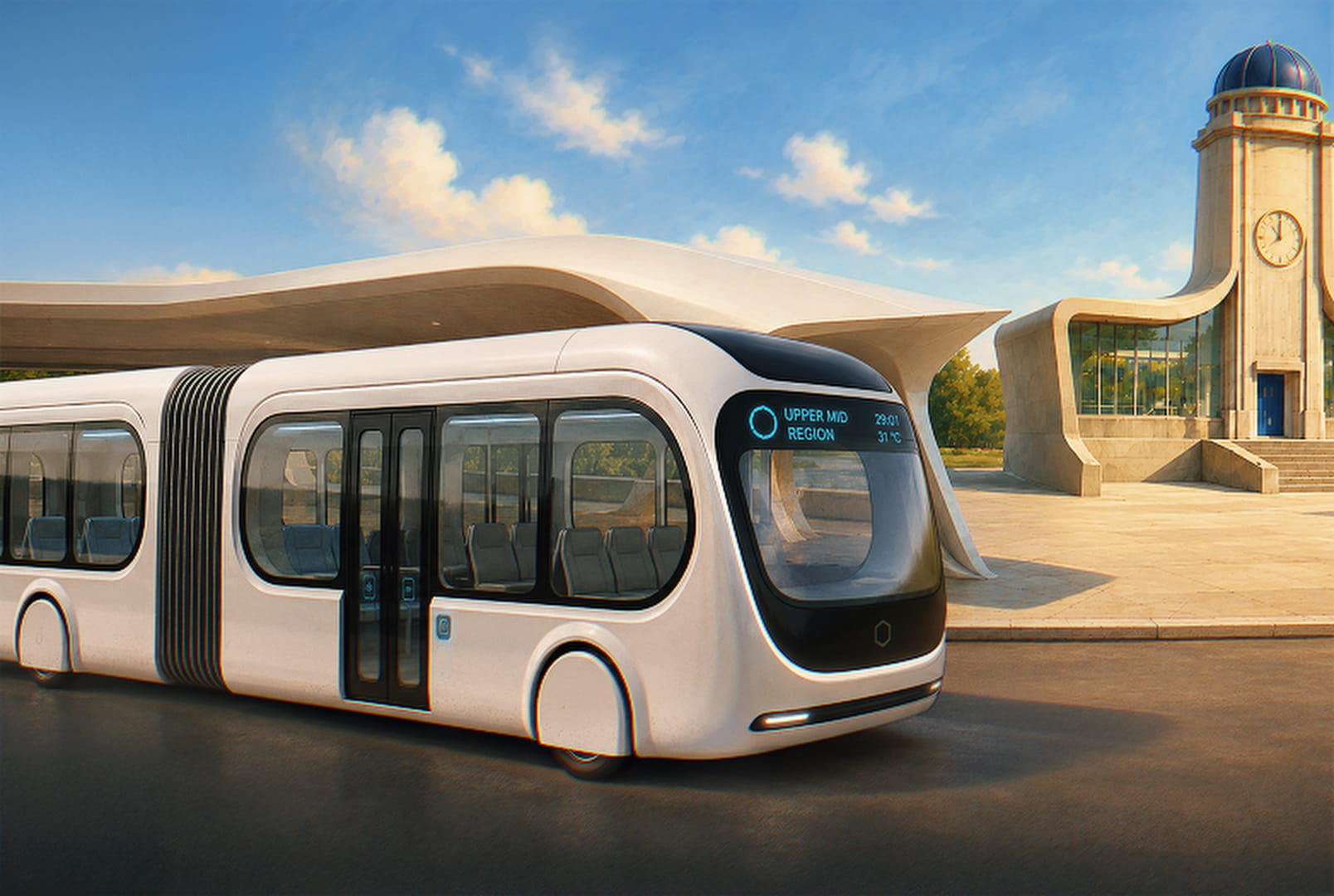 A CITY KORAI SHUTTLE WAITS AT CENTRAL PLAZA