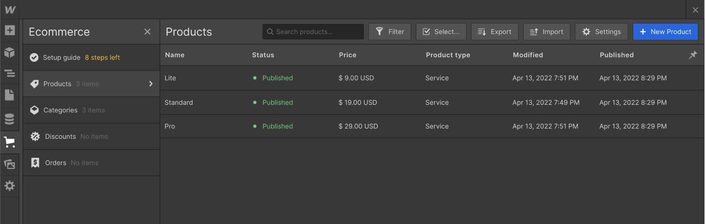 eCommerce Collection - Blockchain X Webflow Template