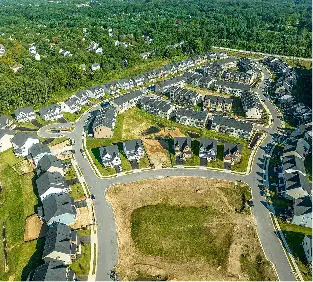Aerial view of residential neighborhood