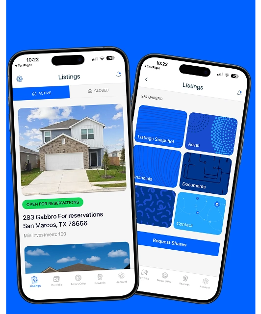 Tirios mobile app interface shown on smartphone with portfolio tracking and investment tools