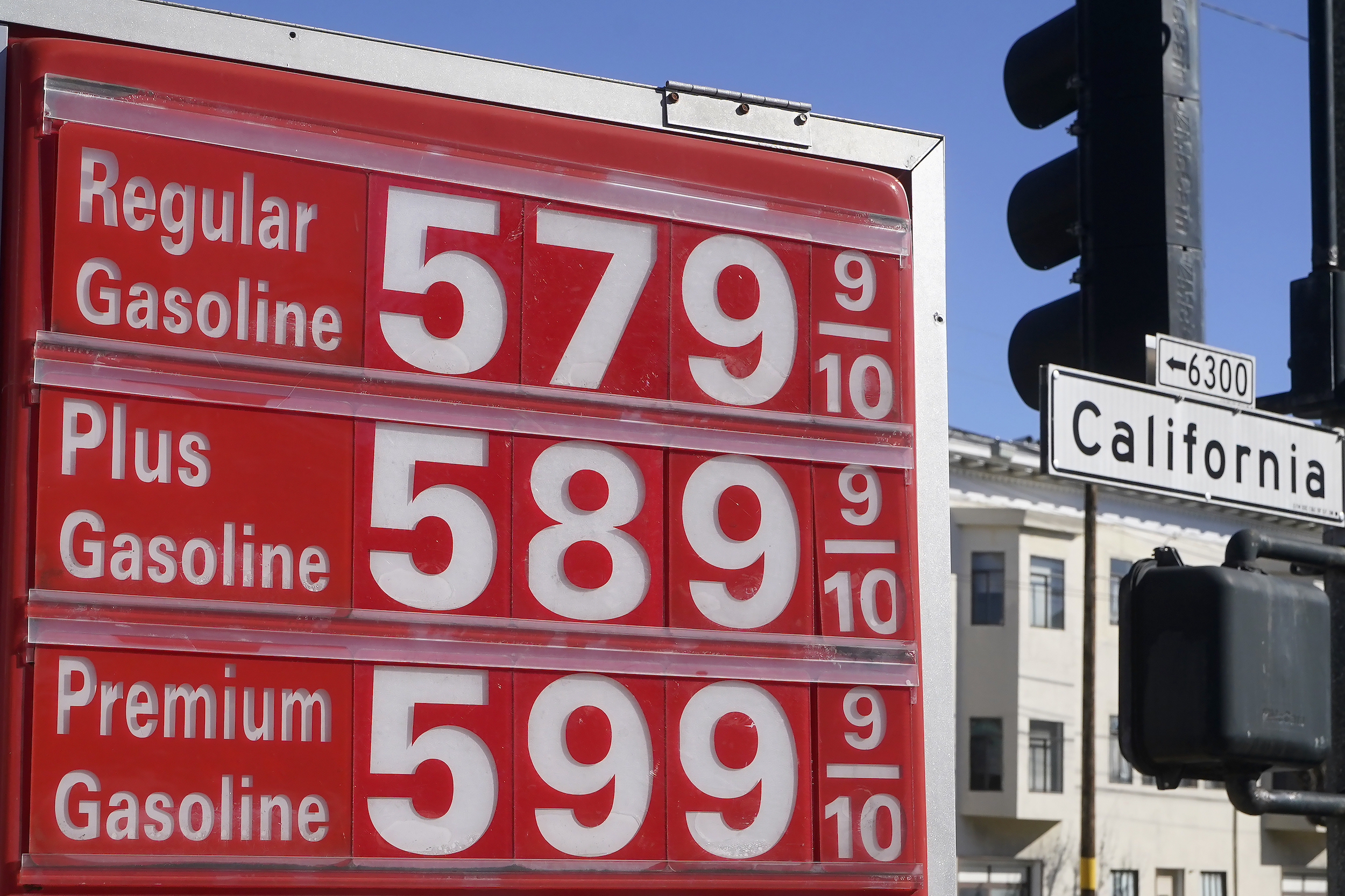 Gas station price sign showing elevated gasoline prices