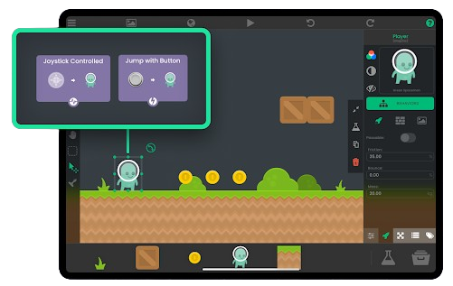 An iPad with a game in a visual code editor