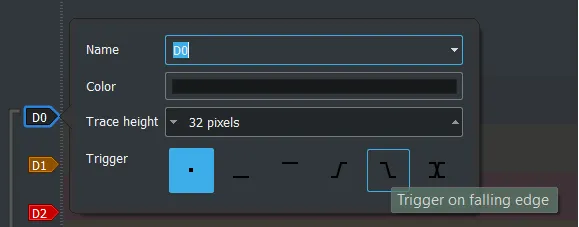 Select “Trigger on falling edge”