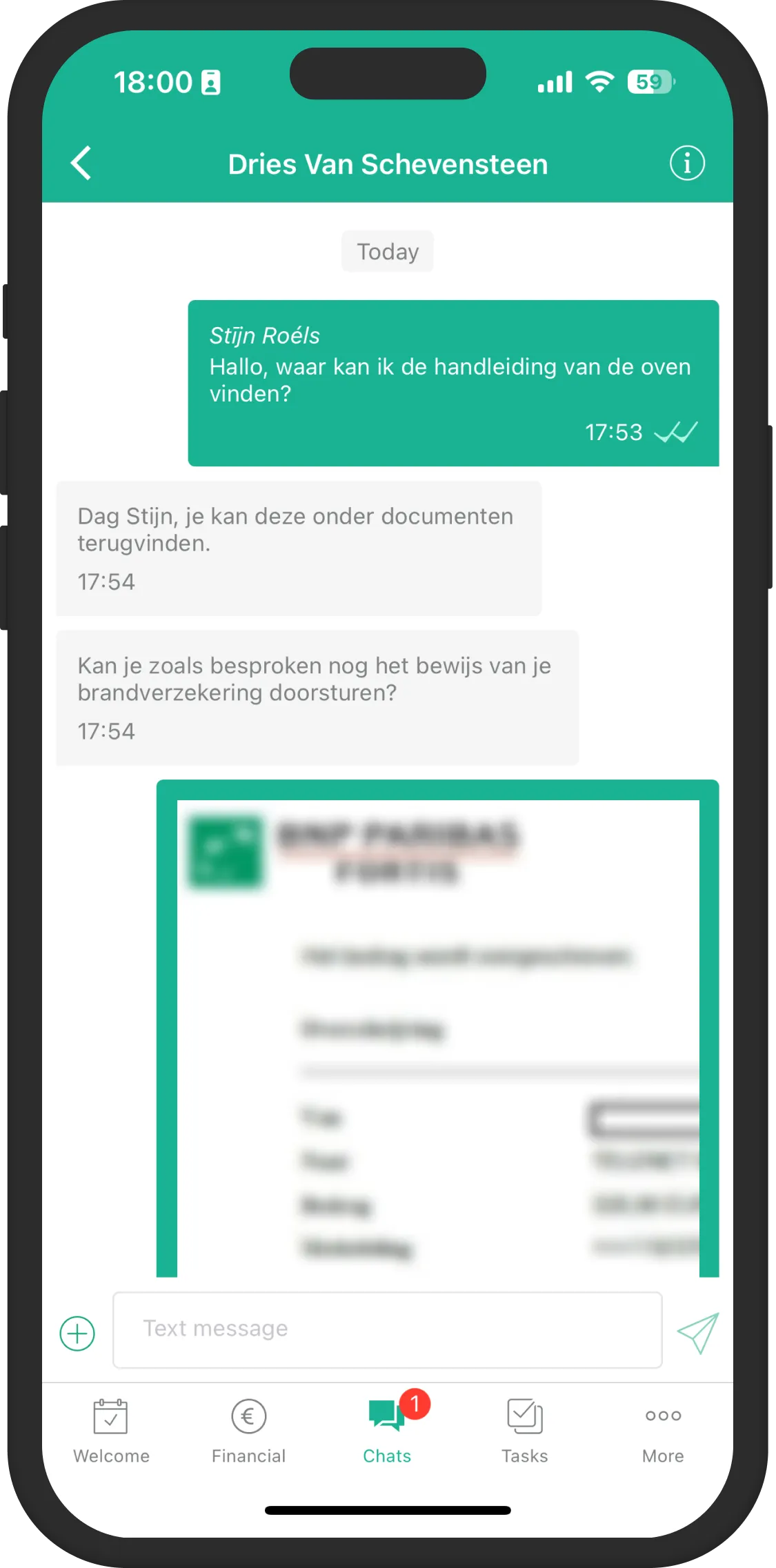 Chat met je verhuurder in de Rentio-app