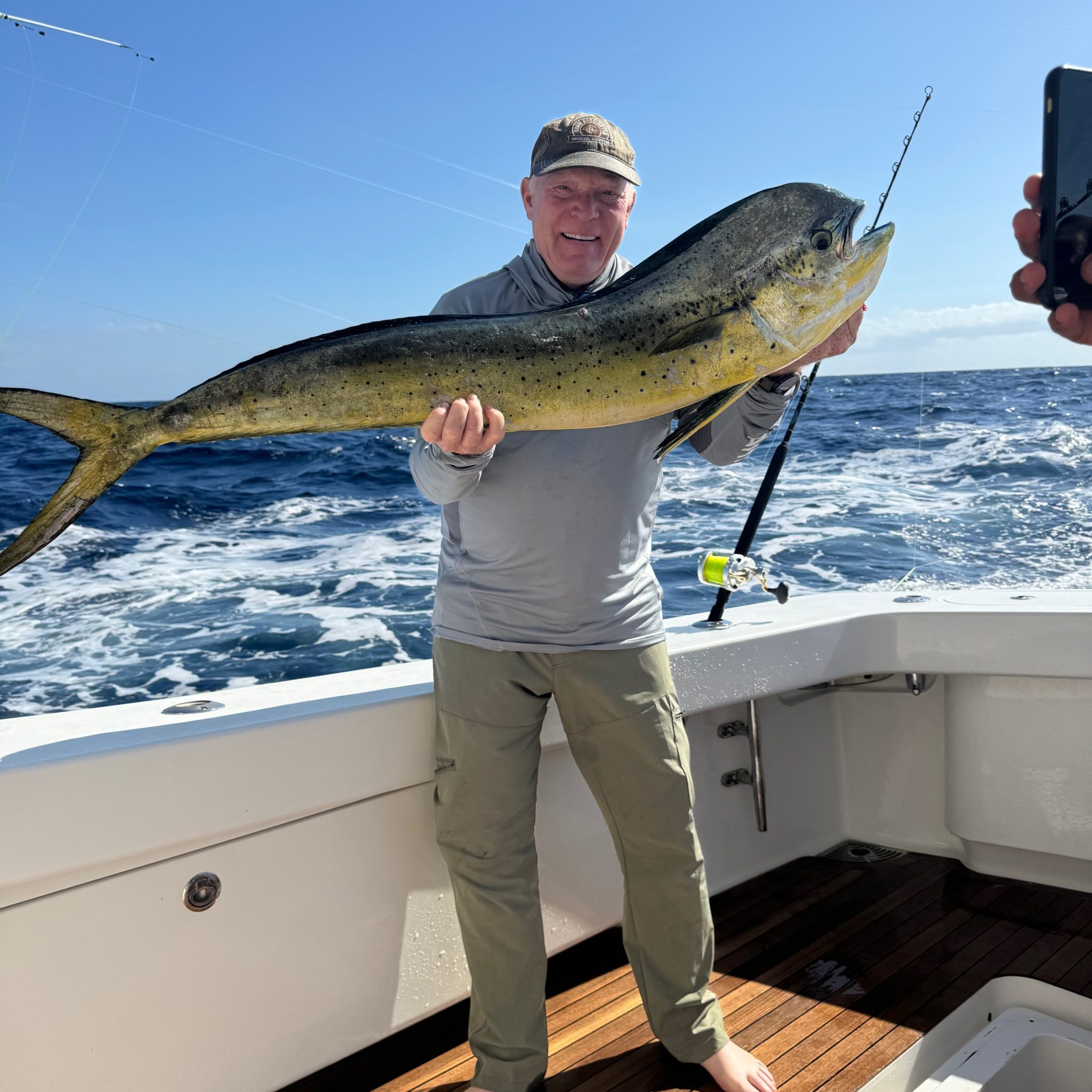 Boddington with the only dorado caught on this trip. Often common in early November, they just weren’t there this trip. Also called mahi mahi, the dorado is excellent table fare.