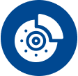 Blue circular icon with geometric target or radar-like design