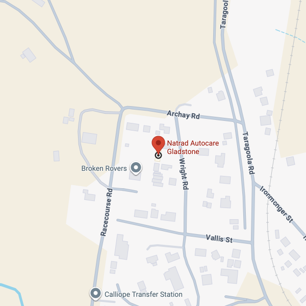 Map showing Natrad Autocare Gladstone location on Wright Road