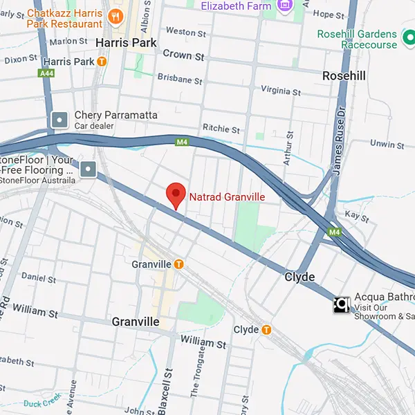 Map of Granville and surrounding suburbs in Sydney, Australia