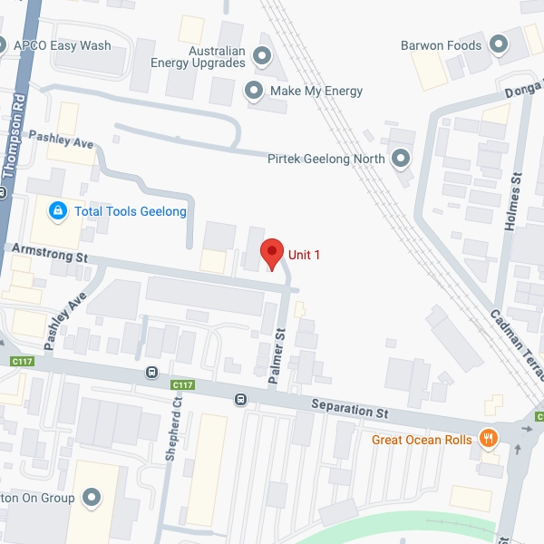 Geelong map showing Unit 1 location near Total Tools and Separation Street