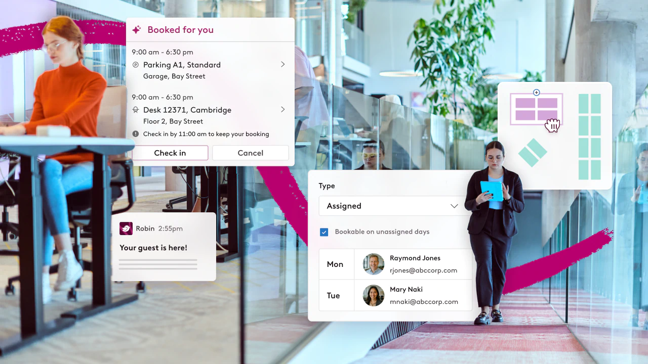 Professionals reviewing workplace tech plans