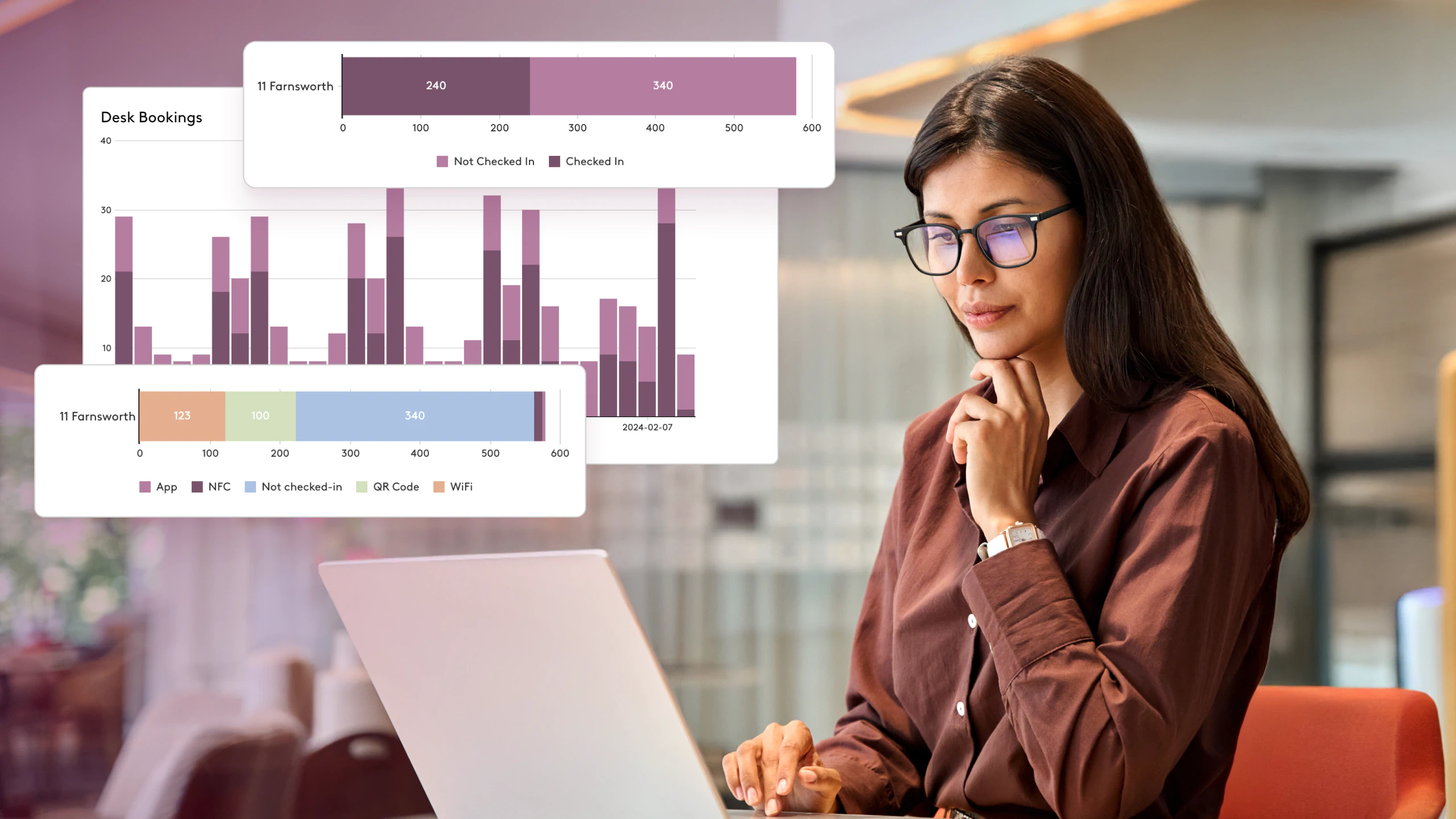 Office manager tracking her office's workplace presence