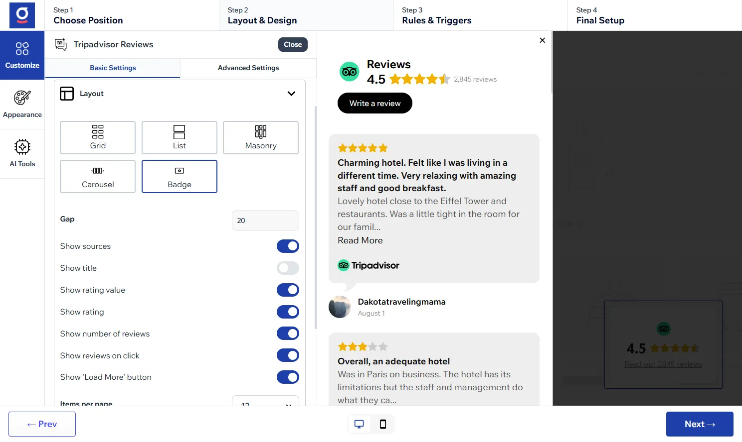 TripAdvisor Reviews