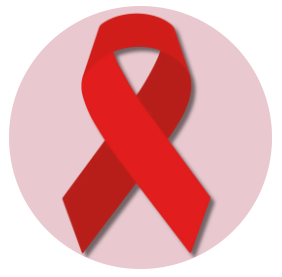 A red ribbon on a pink circleAI-generated content may be incorrect.