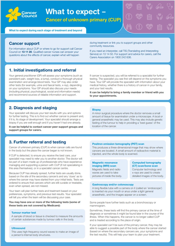 Image of Cancer Council's 'What to Expect' document, outlining treatment and post-treatment. Part 2. 