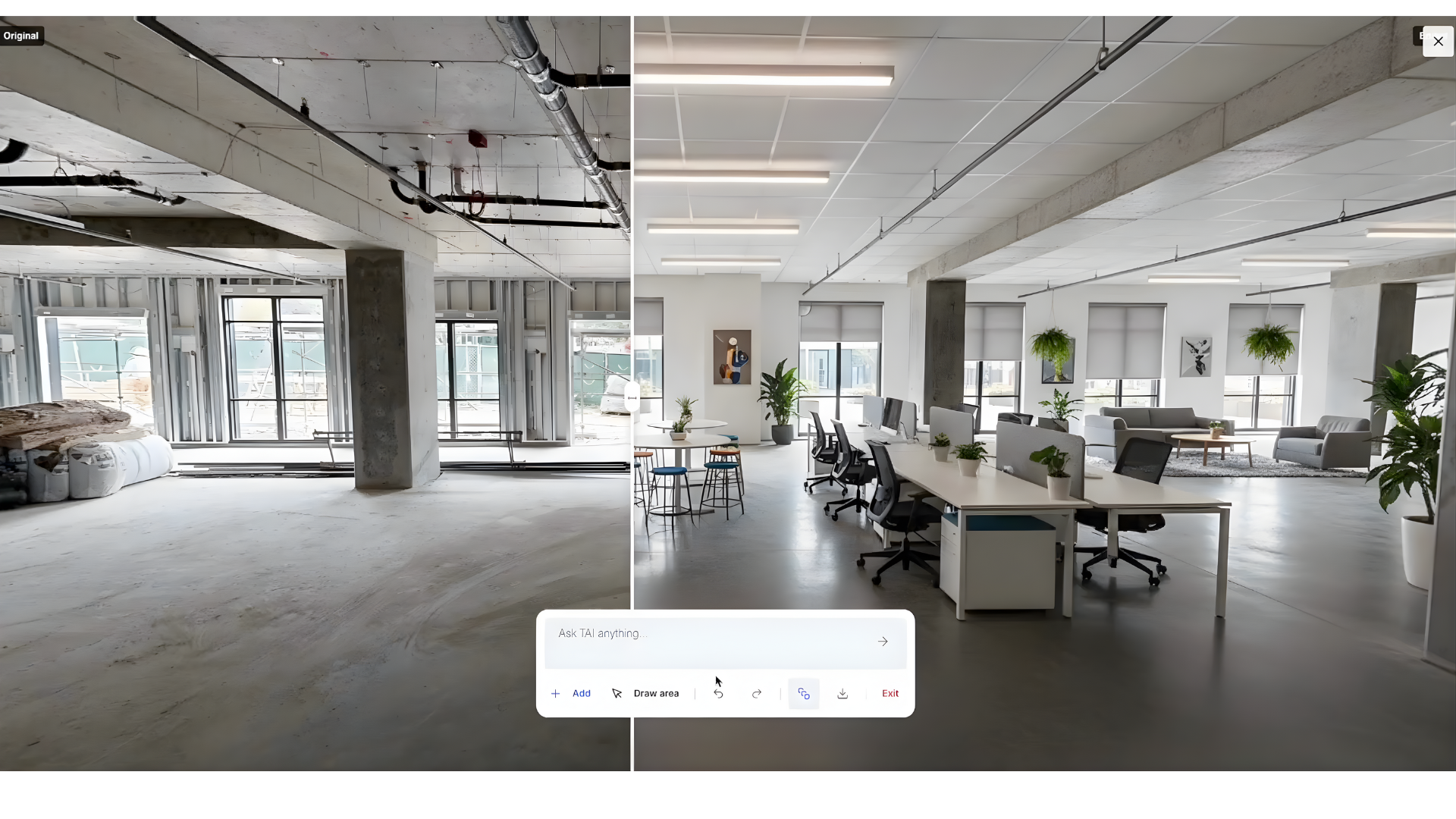 Immersive virtual store powered by Treedis V-Commerce, showing a shopping cart interface and nearby product suggestions within a Matterport digital twin.