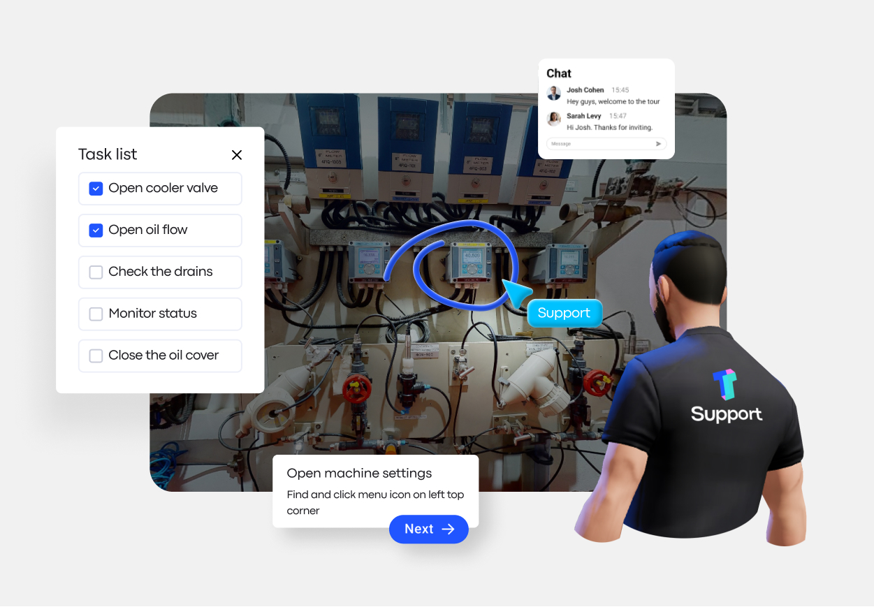 Visual representation of digital twin technology facilitating real-time site access for workers.