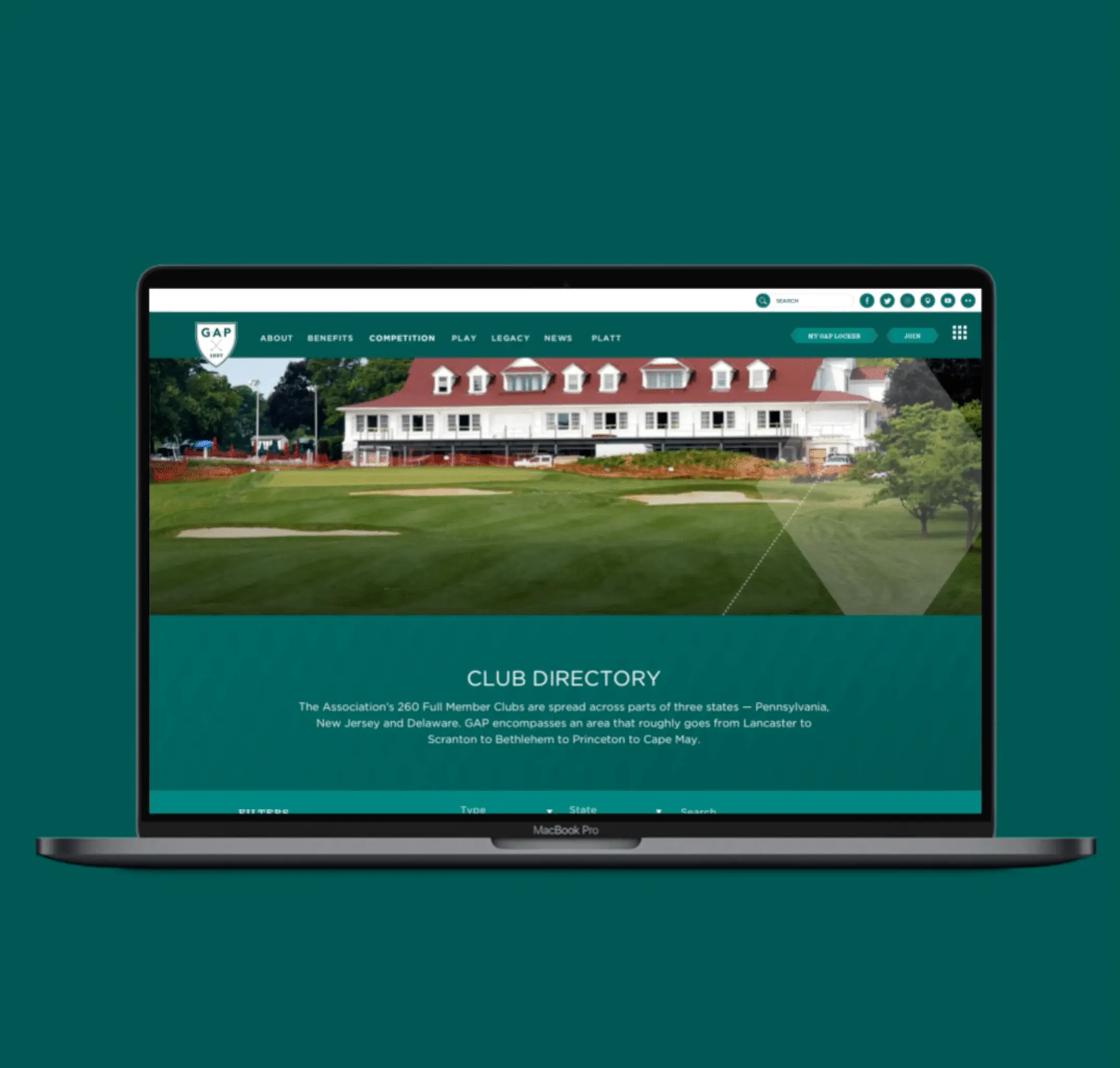 gap golf website mockup