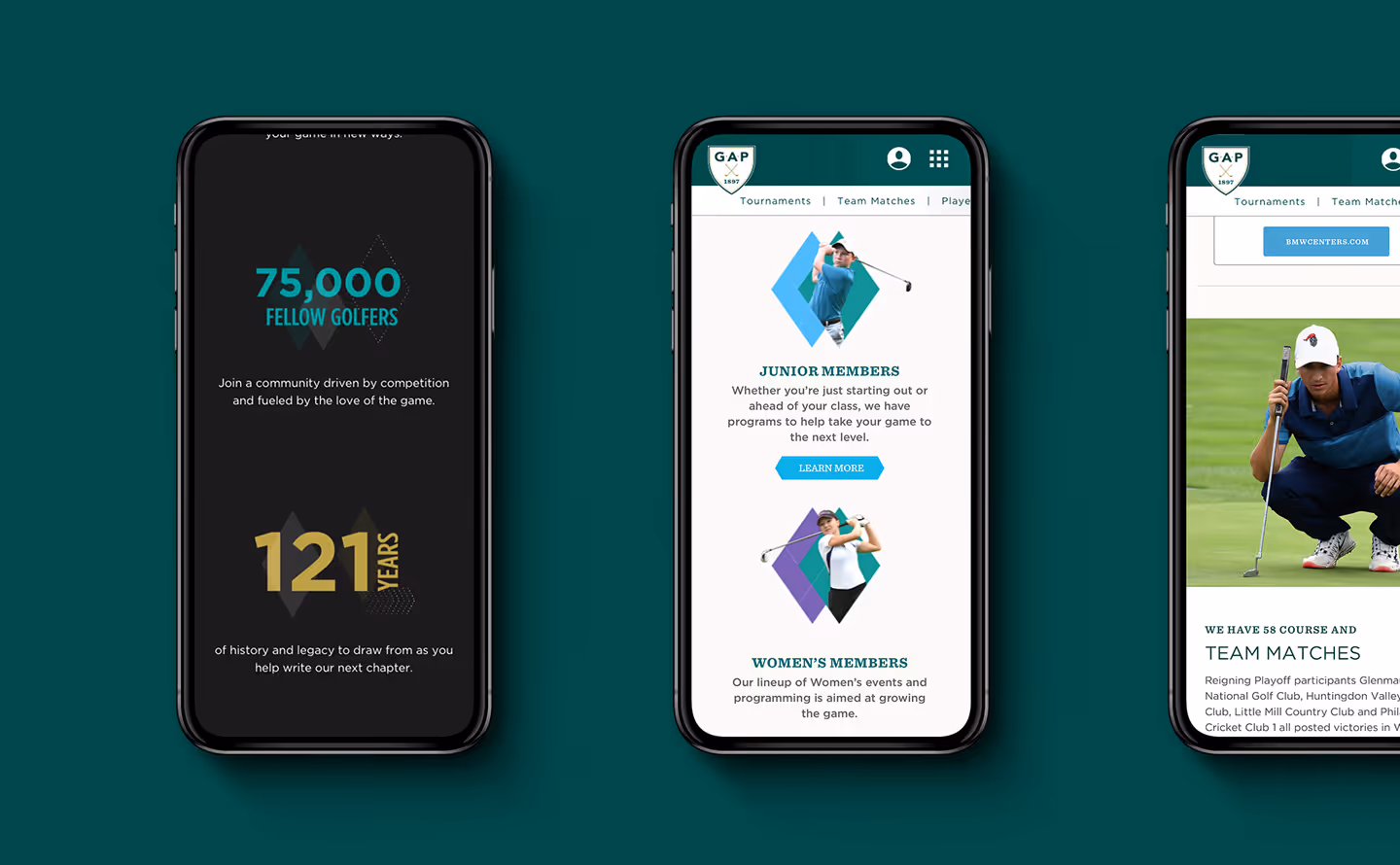 gap golf mobile website mockup