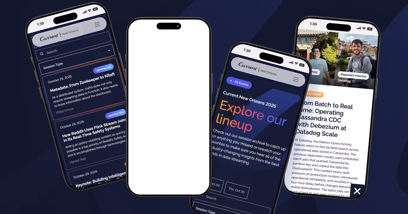 current mobile website screens