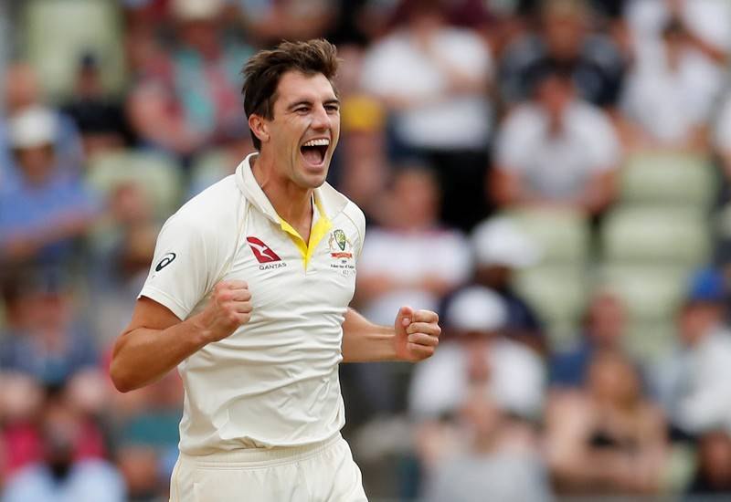 Pat Cummins celebrating a wicket for Australia