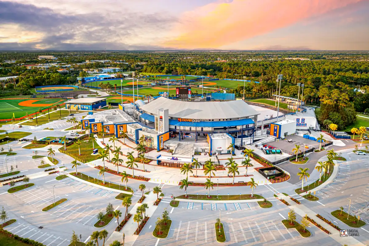 Aerial view of Clover Park, the New York Mets spring training ballpark, in Port St. Lucie, Florida
