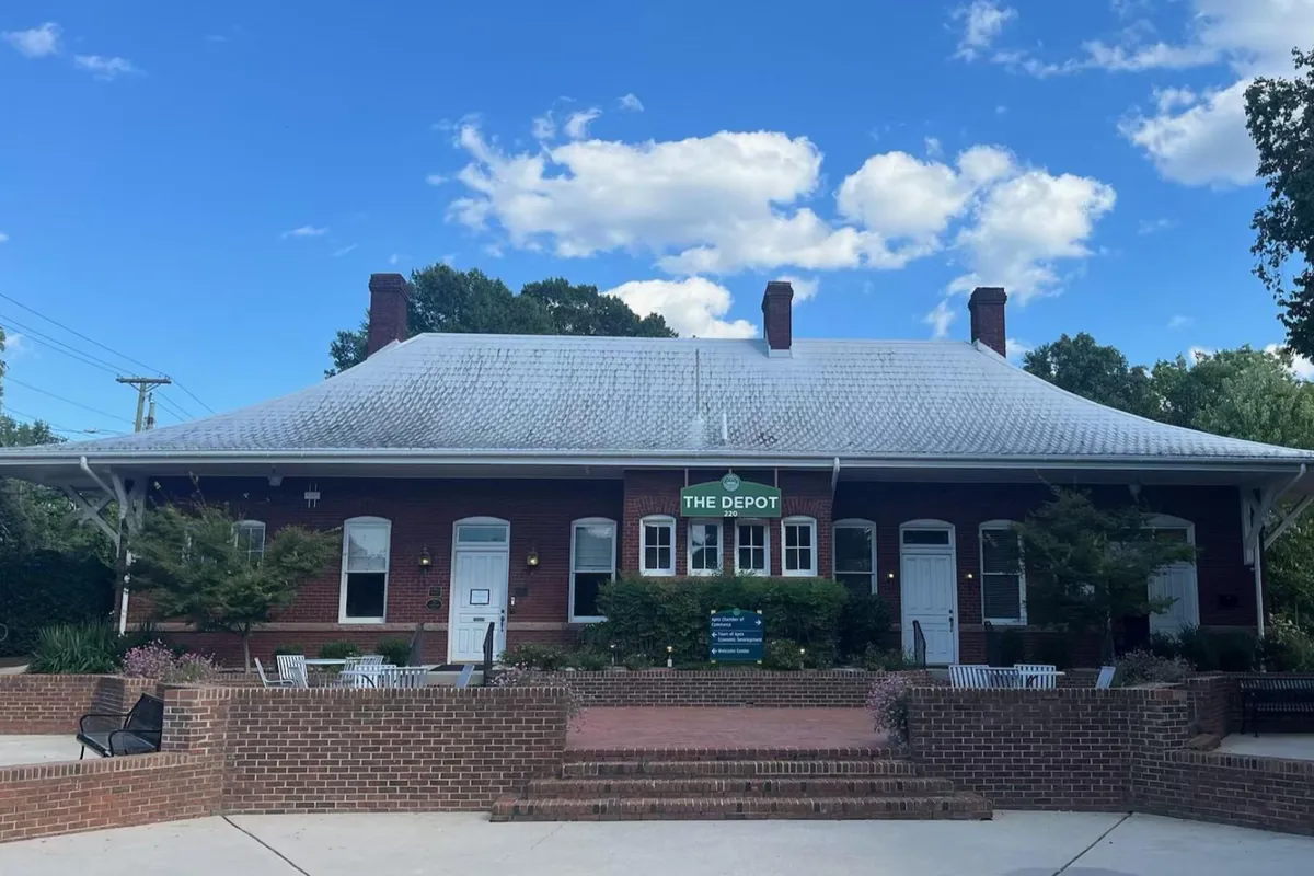 The historic Apex Union Depot on Salem Street in downtown Apex, North Carolina