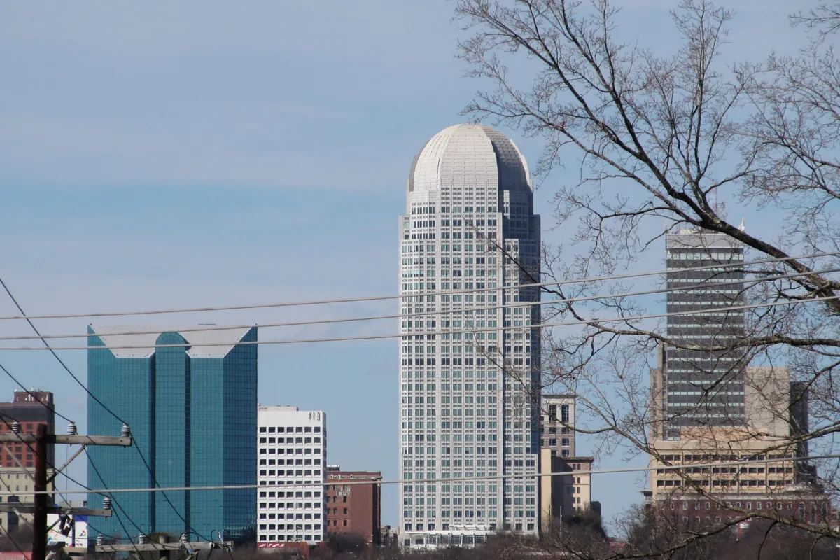 Downtown Winston-Salem, North Carolina, skyline seen from South Main Street