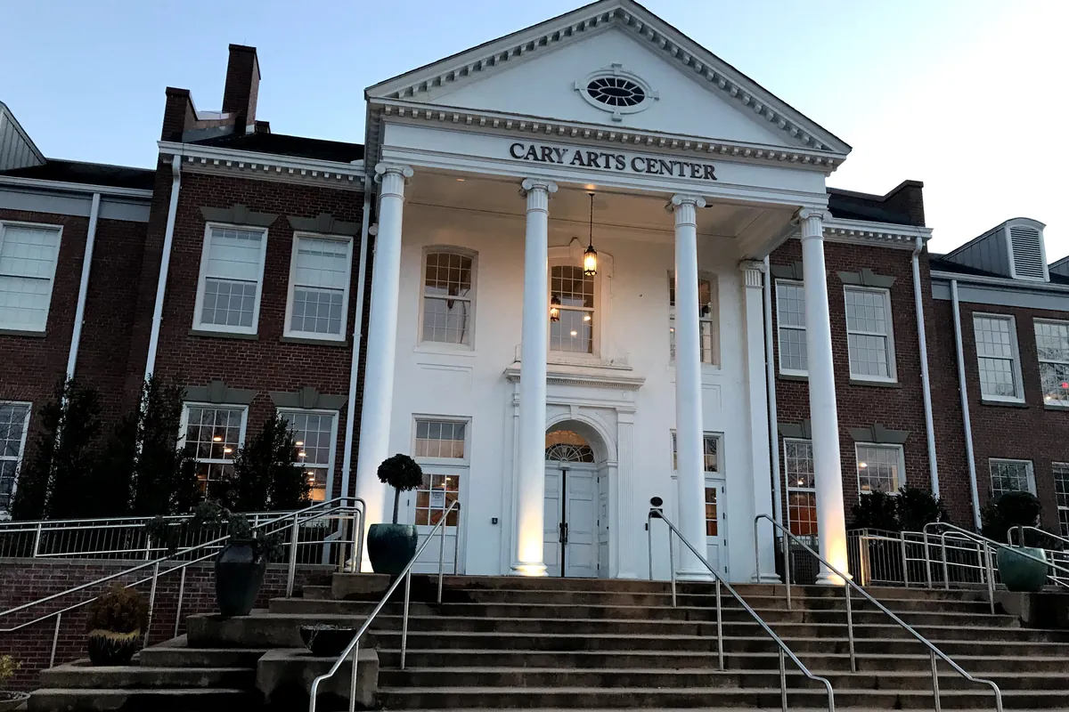 The white-columned Cary Arts Center in downtown Cary, North Carolina