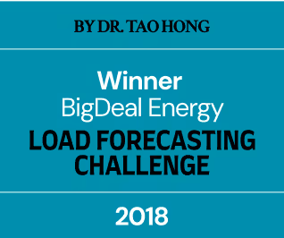 Winner badge for BigDeal Energy Load Forecasting Challenge 2018 by Dr. Tao Hong