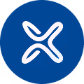 Blue circle icon with white X or cross pattern