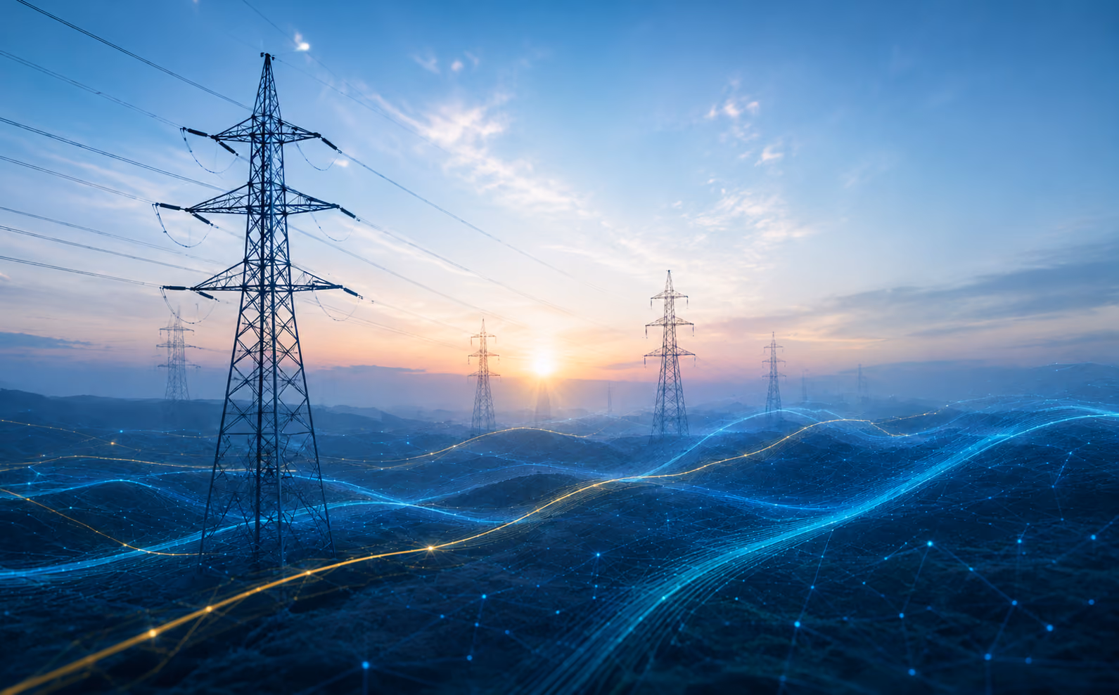 Powerlines with sunset
