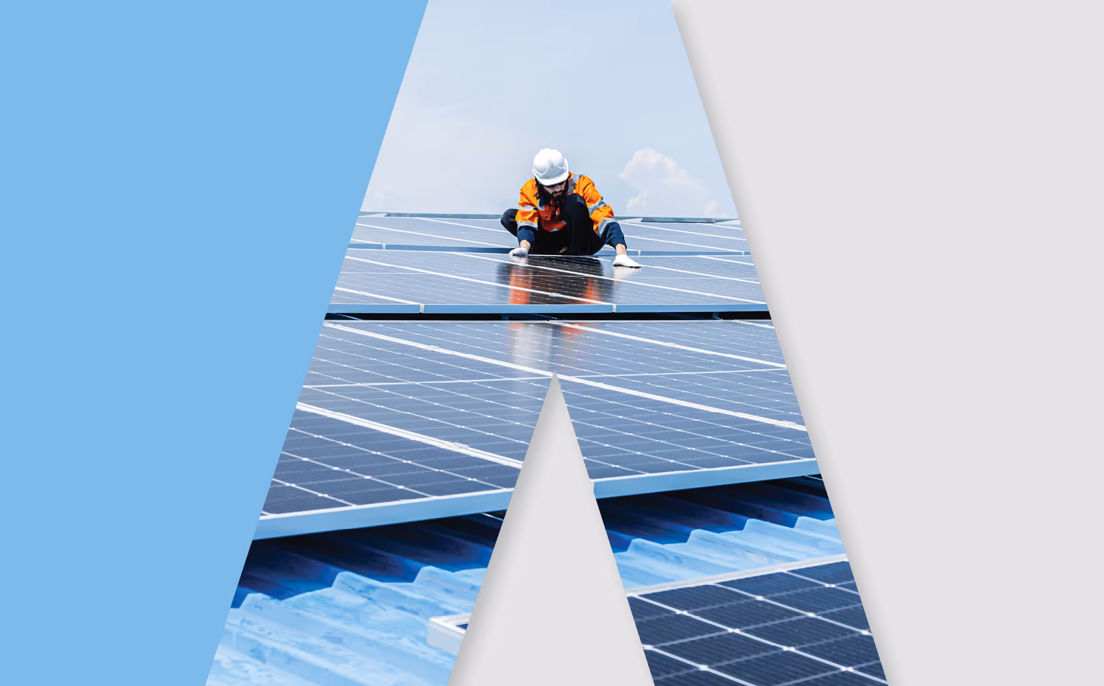 Solar technician checking solar panels